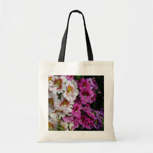 Tote Bag Fleurs papillon rose blanc et violet