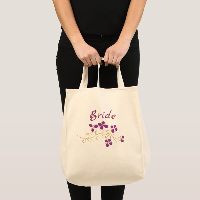 Tote Bag Fleurs pourpres Pour Mariée (Devant (produit))