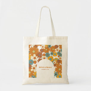 Tote Bag Fleurs rétro colorées 60's 70's Mariage