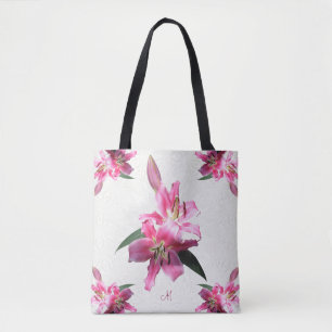 Tote Bag Fleurs roses de lis de Fourre-tout d'épaule faite