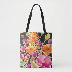 Tote Bag Fleurs roses et oranges de rassemblement splendide