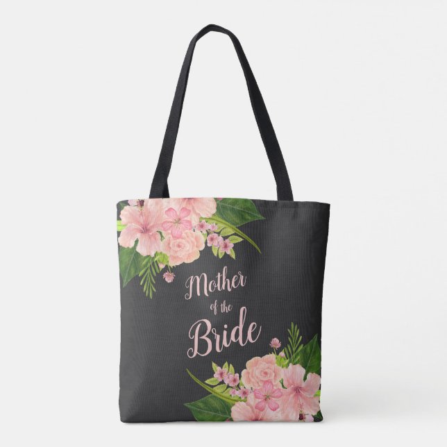 Tote Bag Fleurs roses et pêche Mariée de la mère (Dos)