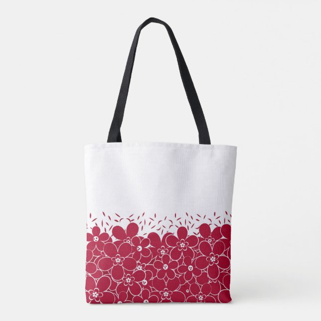 Tote Bag Fleurs rouges marguerites sur arrière - plan blanc (Dos)