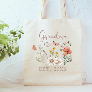Tote Bag Fleurs sauvages de grand-mère personnalisés