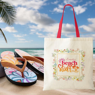 Tote Bag Fleurs sauvages encadrent des trucs de plage perso