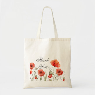 Tote Bag Fleurs sauvages rouges de crapaud d'aquarelle