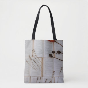 Tote Bag Fleurs séchées sur les livres