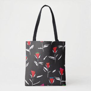 Tote Bag Fleurs stylisées : Elégance Motif Vintage