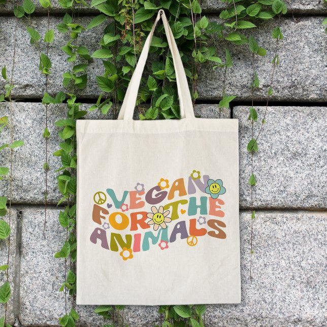 Tote Bag Fleurs tendance Retro Vegan pour les animaux (Créateur téléchargé)