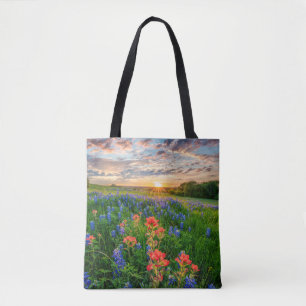 Tote Bag Fleurs   Texas Bluebonnets & Indian Paintbrush
