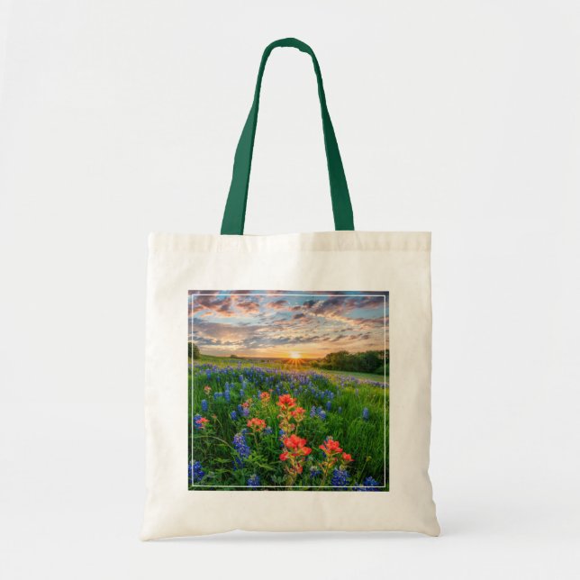 Tote Bag Fleurs | Texas Bluebonnets & Indian Paintbrush (Devant)