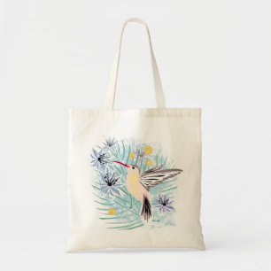 Tote Bag Fleurs tropicales, colibris.