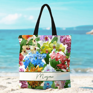 Tote Bag Fleurs tropicales estivales personnalisées Orchidé