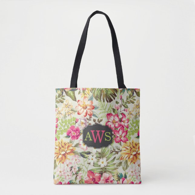 Tote Bag Fleurs tropicales hawaïennes (Devant)