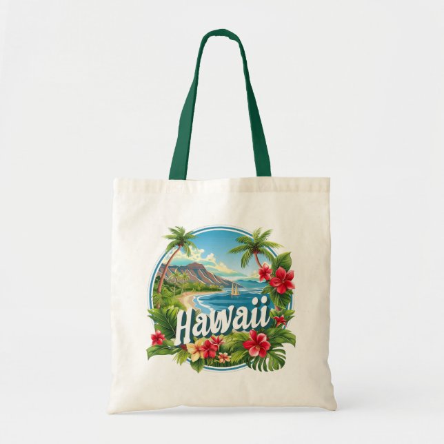 Tote Bag Fleurs tropicales Hawaii Beach Mountains Travel Ar (Devant)