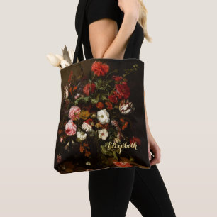 Tote Bag Fleurs Vintages Floral Fine Art Personnalisé Mono