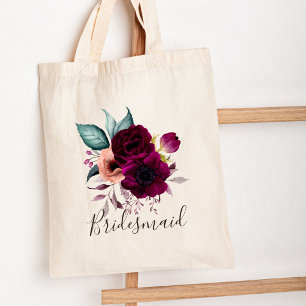 Tote Bag Fleurs Violettes Bohème Vintage à Aquarelle Monogr
