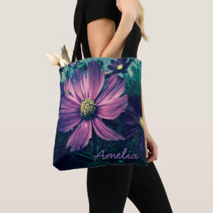 Tote Bag Fleurs violettes foncées personnalisées