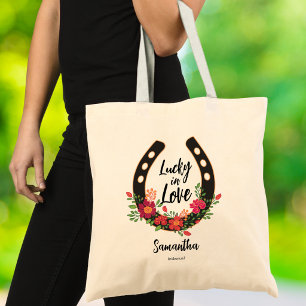 Tote Bag Fleurs Vives Fer à Cheval Chanceux en Amour Demois