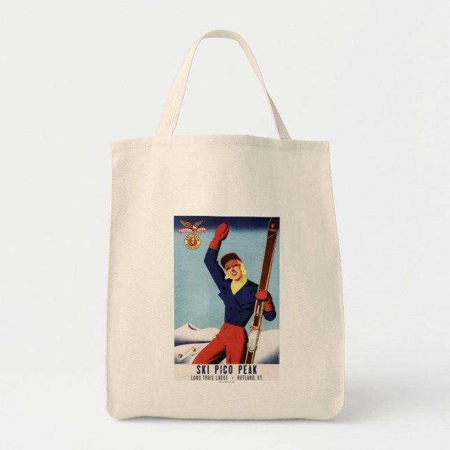 Tote Bag Flexible Flyer Pin-Up Skiing Girl (Devant)