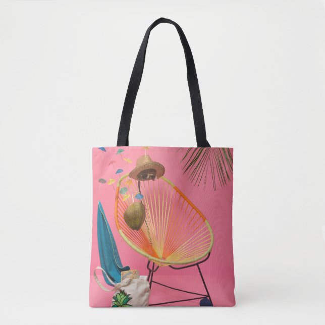 Tote Bag Flip flop bleu à côté de la chaise (Devant)