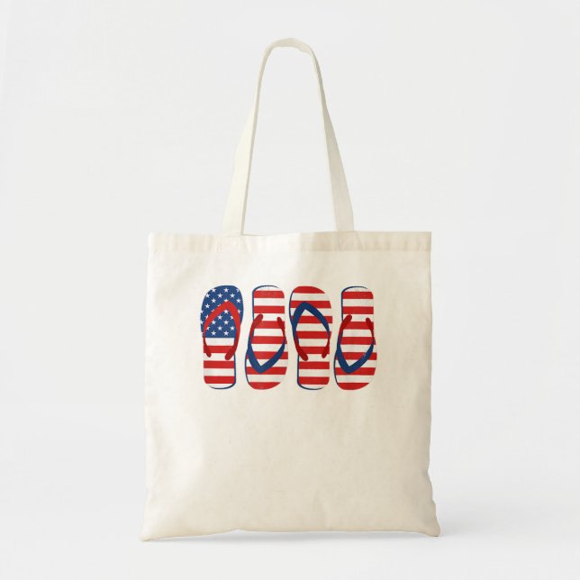 Tote Bag Flip Flop drapeau américain juillet 4 USA Independ (Devant)