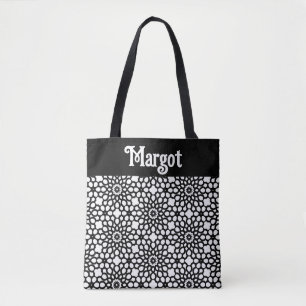 Tote Bag Flocon Abstrait en noir et blanc classique