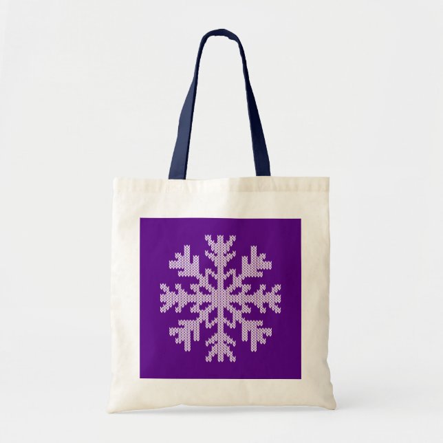 Tote Bag Flocon de neige blanc sur le pourpre de vacances (Devant)