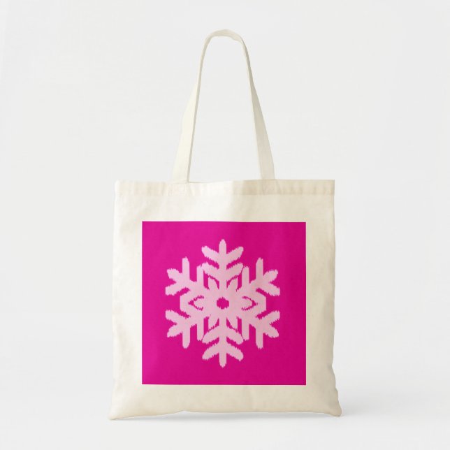 Tote Bag Flocon de neige Ikat - Fuchsia et rose glace (Devant)