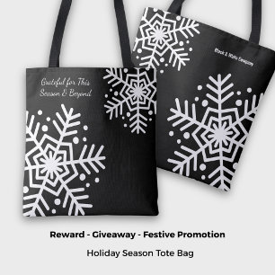 Tote Bag Flocon de neige noir et blanc Nom de la devise Pro