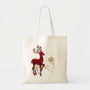 Tote Bag Flocon de neige rouge d'or de renne