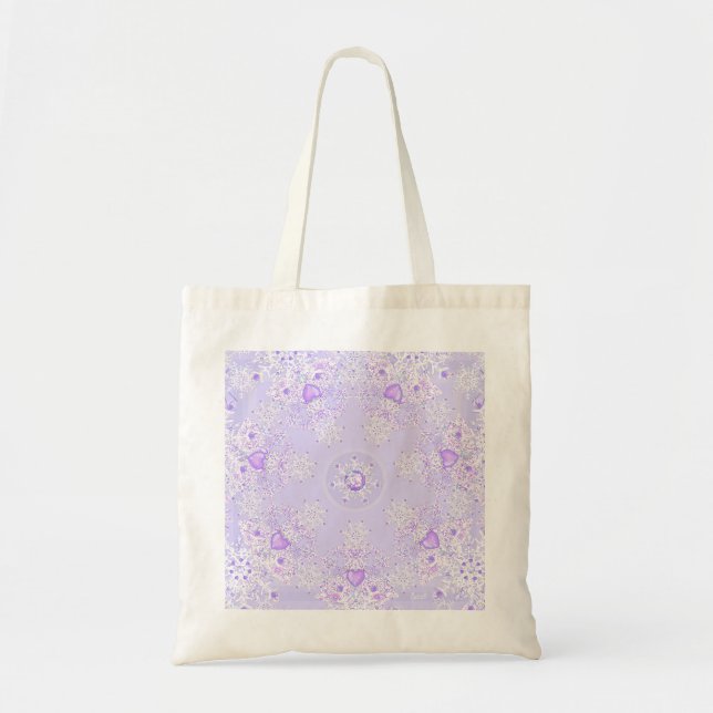 Tote Bag flocon de neige violet clair et coeur étincelant (Devant)