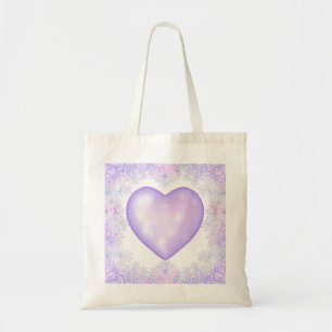 Tote Bag flocon de neige violet clair et coeur étincelant