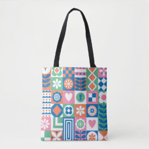 Tote Bag Floral Abstrait : Scandinave Folk Design.