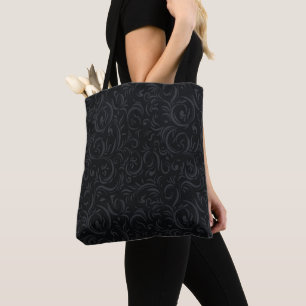 Tote Bag Floral Abstrait sur Arrière - plan noir