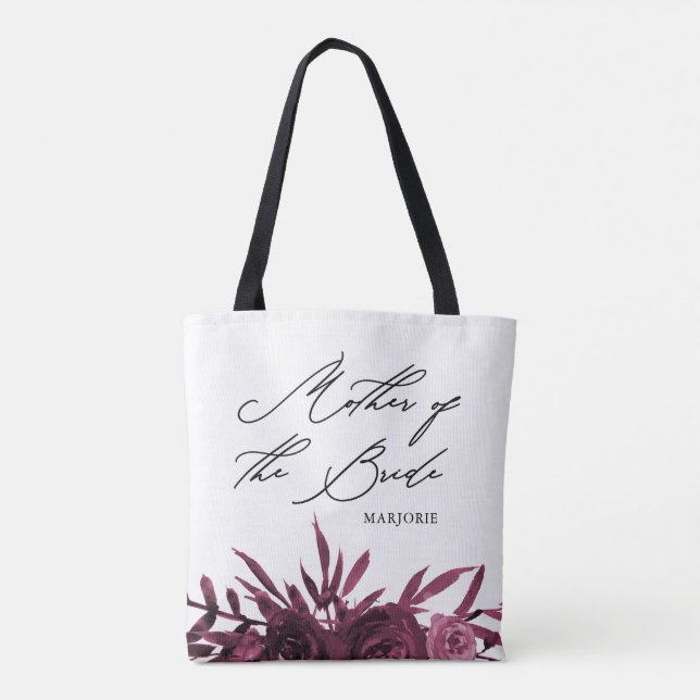 Tote Bag Floral avec la mère de la mariée Script (Dos)