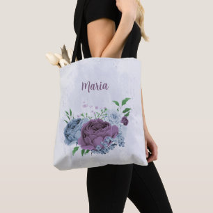 Tote Bag Floral bleu pourpre