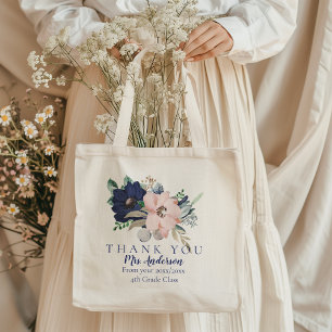Tote Bag Floral Bouquet Enseignant Merci Classe Cadeau Four