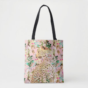 Tote Bag Floral empreinte de léopard tropical hawaïen