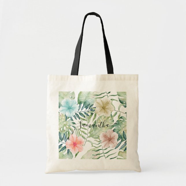 Tote Bag Floral Feuille tropical (Devant)