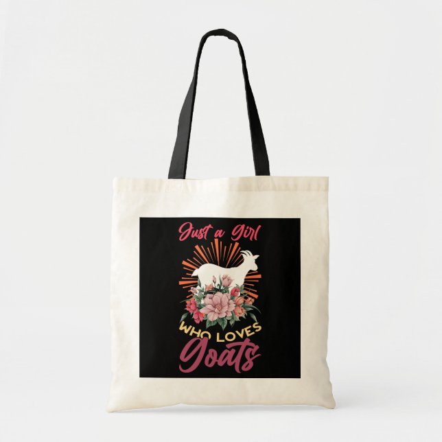 Tote Bag Floral Goat Farm Animal Women Girls (Devant)