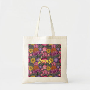 Tote Bag Floral gris fleur sauvage personnalisé