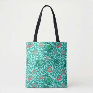 Tote Bag Floral jacobéen, Turquoise, Aqua & Coral