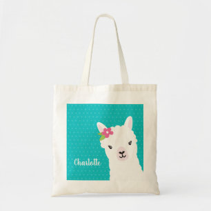 Tote Bag Floral Llama Alpaca Turquoise personnalisé