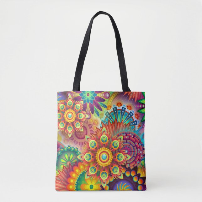 Tote Bag Floral Mandala Collage psychédélique (Devant)