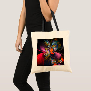 Tote Bag Floral moderne Art Abstrait Rouge Bleu Motif #13