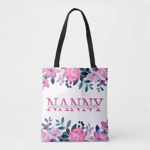 Tote Bag Floral Nanny scinde Monogramme avec des petits-enf