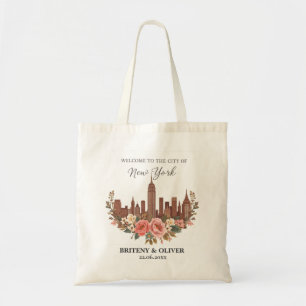 Tote Bag Floral New York City Skyline destination Weeding