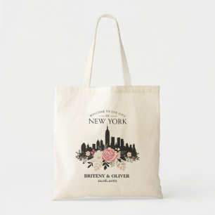 Tote Bag Floral New York City Skyline destination Weeding