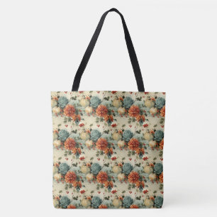 Tote Bag Floral Thanksgiving Motif Vintage (1)